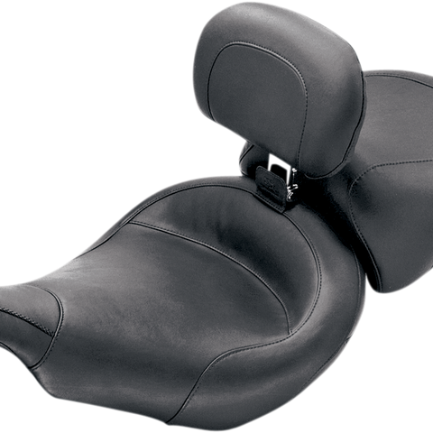 MUSTANG Wide Solo Seat - With Backrest - Black - Smooth - FLT '97-'07 79127 - Team Dream Rides