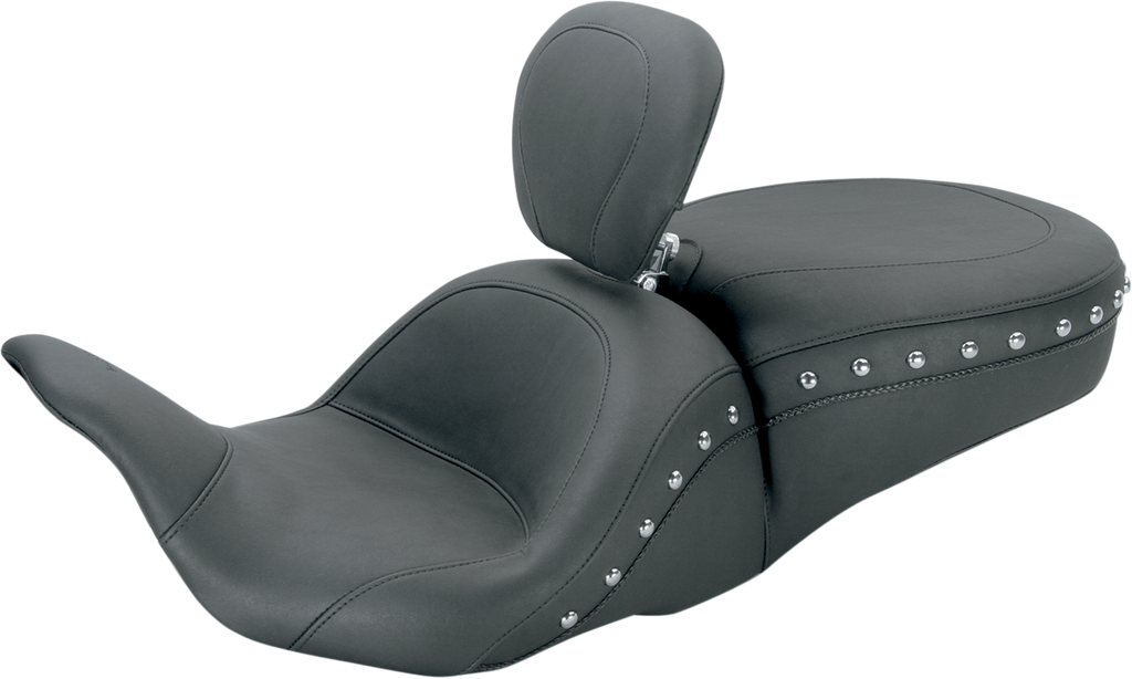 MUSTANG Lowdown Seat with Driver Backrest - Chrome Studded 79704 - Team Dream Rides