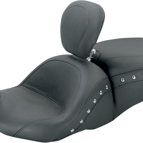 MUSTANG Lowdown Seat with Driver Backrest - Chrome Studded 79704 - Team Dream Rides