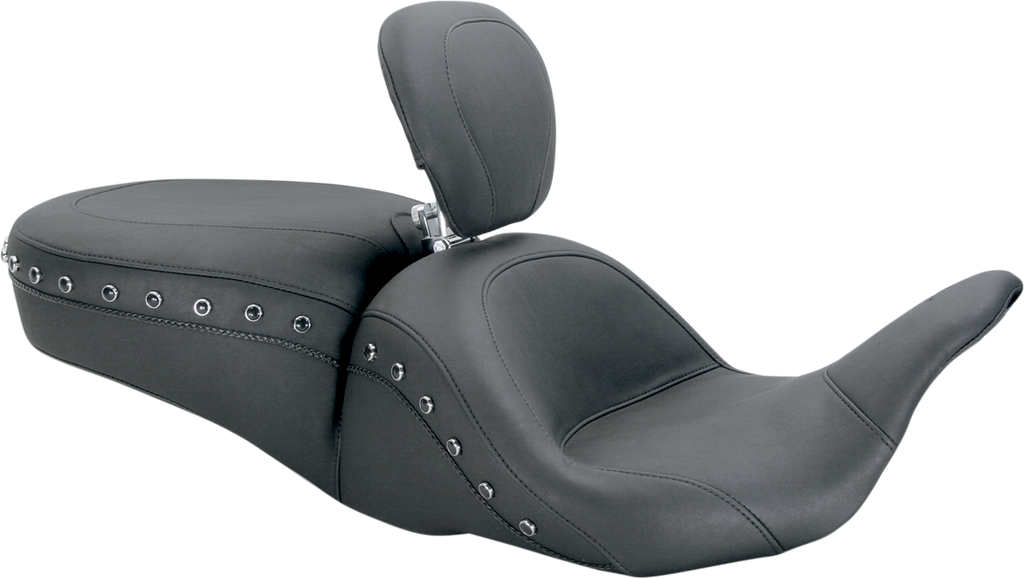 MUSTANG Lowdown Seat with Driver Backrest - Black Studded 79705 - Team Dream Rides