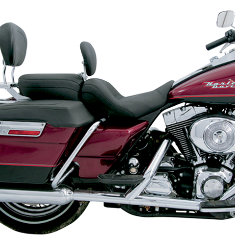 MUSTANG Lowdown Seat with Driver Backrest - Plain - FLHR '97-'07 79672 - Team Dream Rides