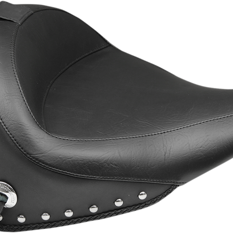 MUSTANG Wide Solo Seat - With Backrest - Black - Studded W/Concho 79915 - Team Dream Rides