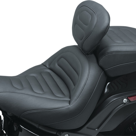 MUSTANG Max Profile Solo Touring Seat - with Driver Backrest - Black - Trapezoid Stitch - FXFB/FXFBS 79334 - Team Dream Rides