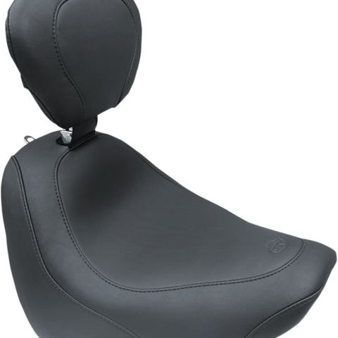 MUSTANG Seat - Wide Tripper* Solo - with Backrest - Smooth - Black 79336 - Team Dream Rides