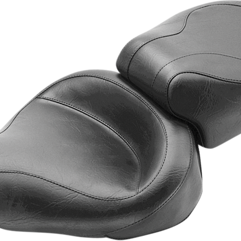 MUSTANG Vintage Style Seat - Wide - Smooth - Black - Dyna '96-'03 75536 - Team Dream Rides