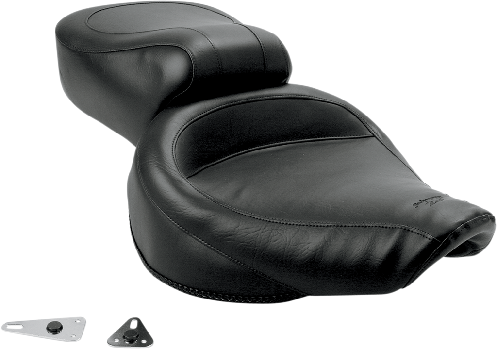 MUSTANG Vintage Style Seat - Wide - Smooth - Black - Dyna 75680 - Team Dream Rides