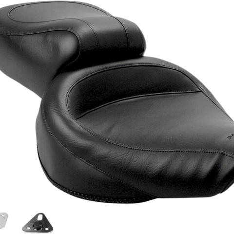 MUSTANG Vintage Style Seat - Wide - Smooth - Black - Dyna 75680 - Team Dream Rides