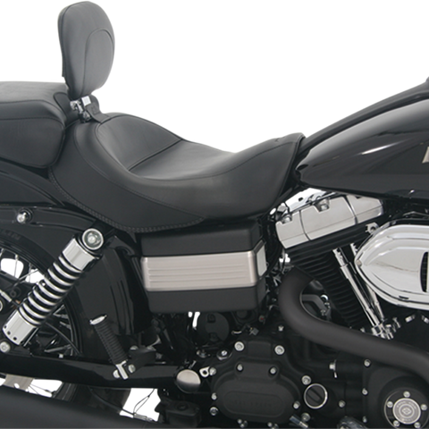 MUSTANG Wide Solo Seat - With Backrest - Vintage - Black - Smooth - FXD '06-'17 79358 - Team Dream Rides