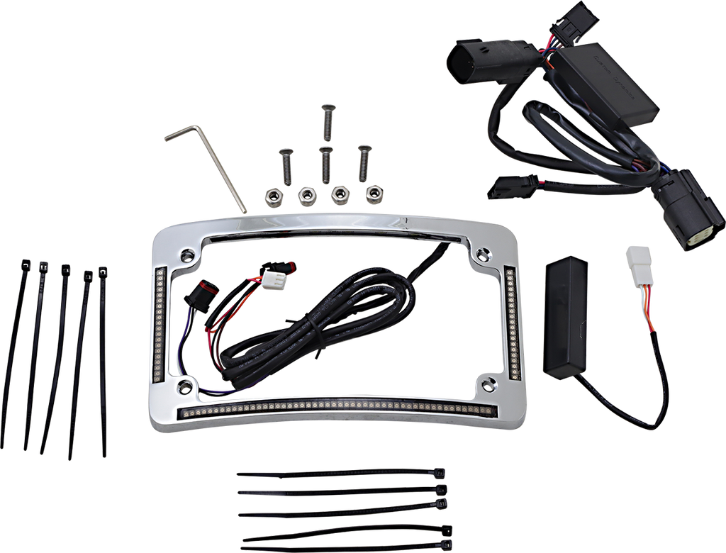 CUSTOM DYNAMICS Radius Chrome License Plate Frame TF05-BCM-C with LED Lighting