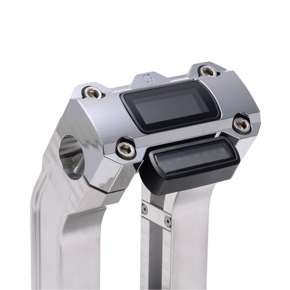OG Aluminum 10.5 inch Pull Back Risers with Chrome Digital Gauge Cut Out Top Clamp
