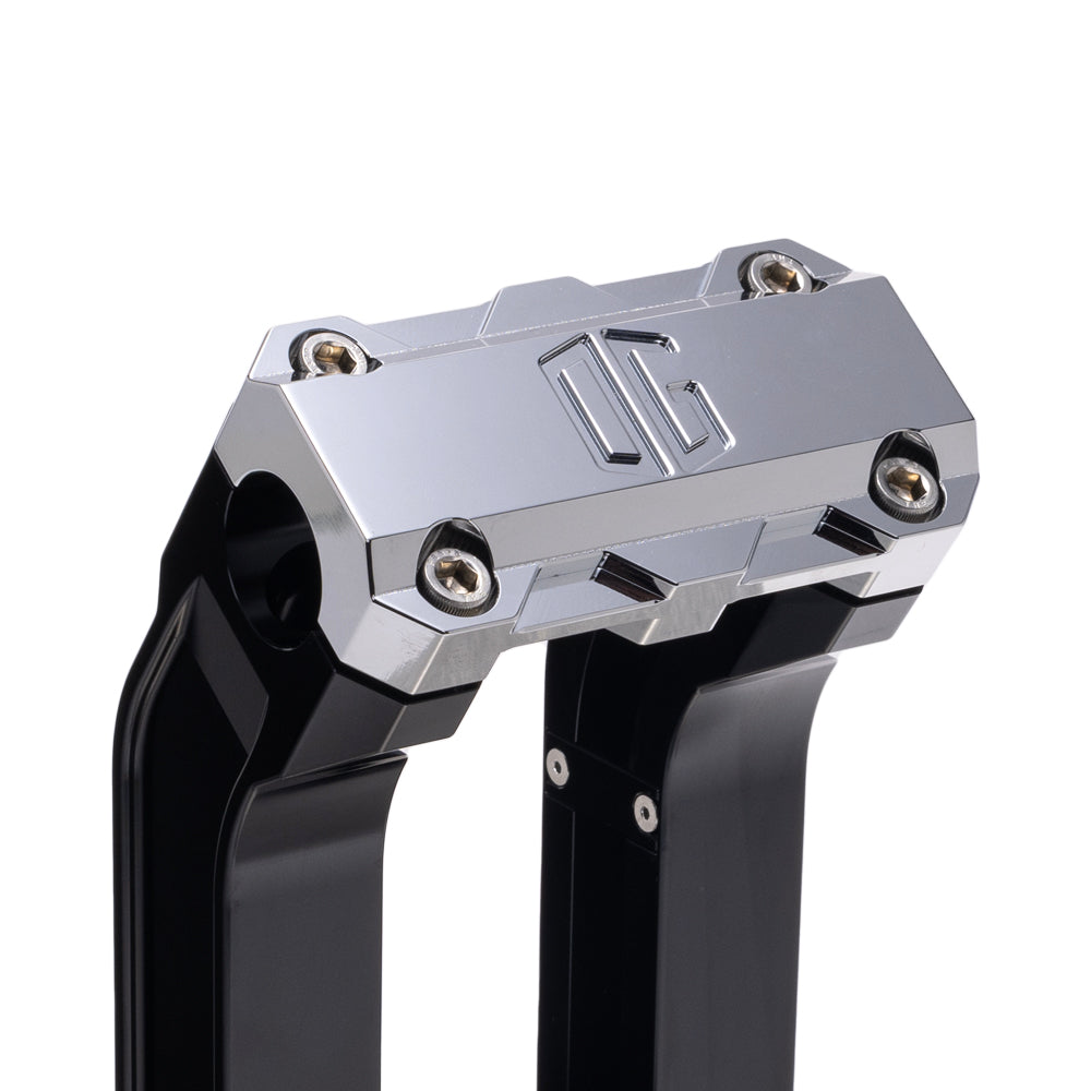 OG Black 10.5 inch Pull Back Risers with Chrome Standard Top Clamp