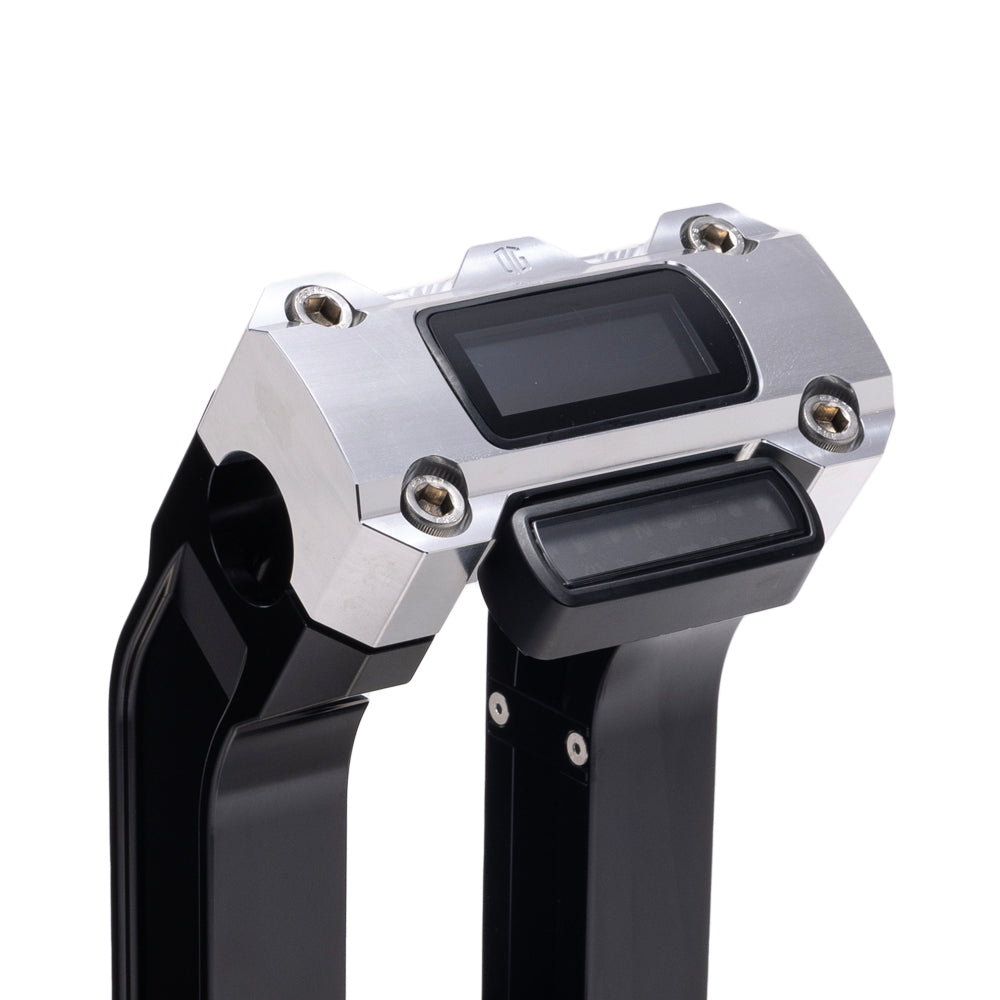 OG Black 10.5 inch Straight Risers with Aluminum Digital Gauge Cut Out Top Clamp