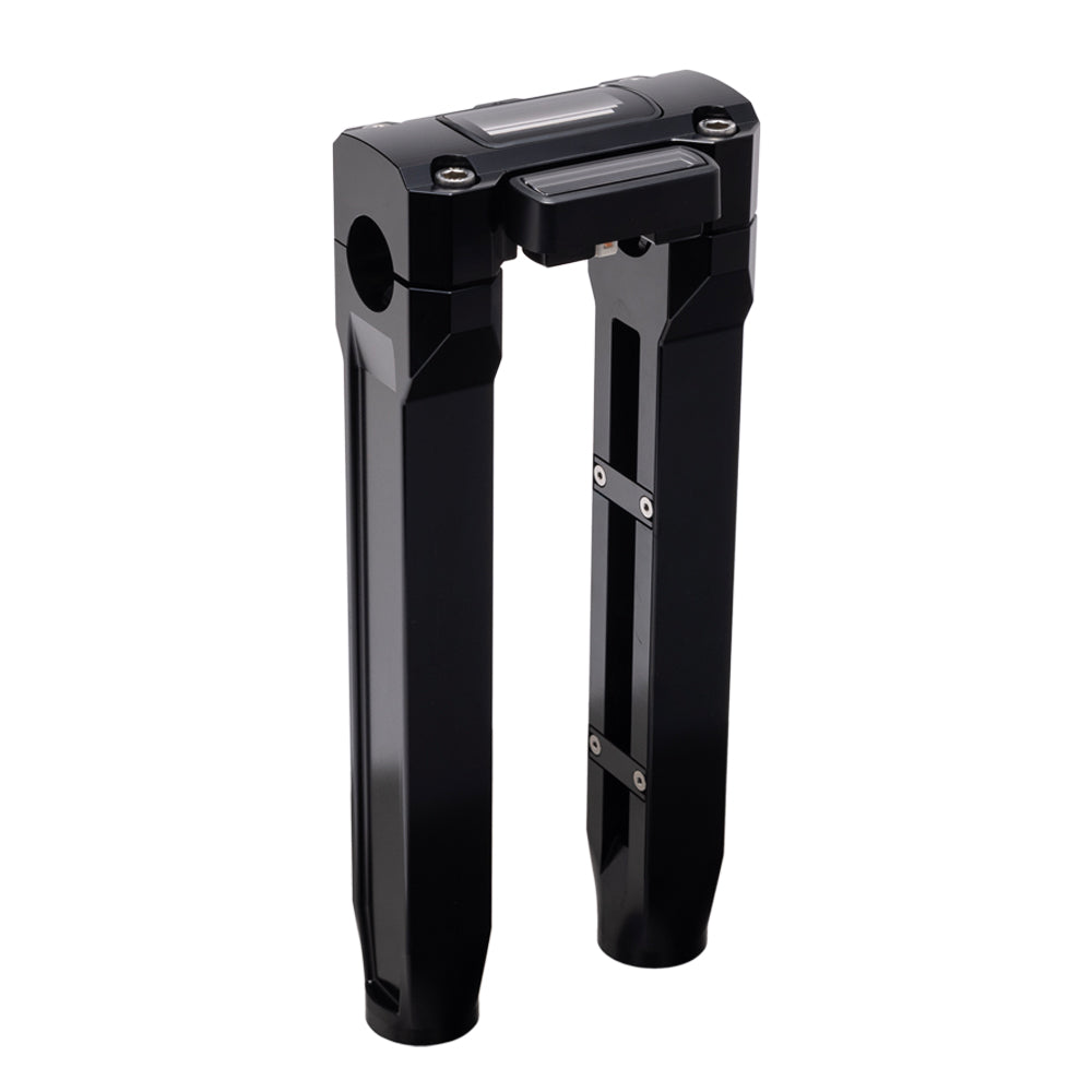 OG Black 10.5 inch Straight Risers with Black Digital Gauge Cut Out Top Clamp