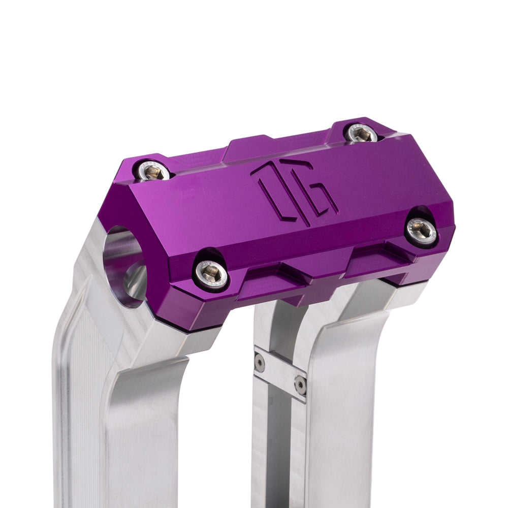 OG Aluminum 2 inch Pull Straight Risers with Purple Standard Top Clamp