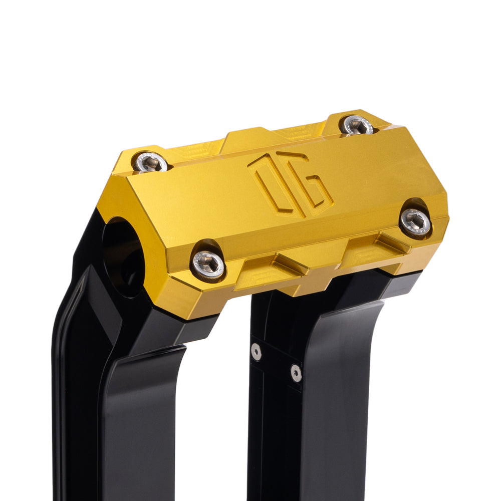 OG Black 6.5 inch Pull Back Risers with Gold Standard Top Clamp
