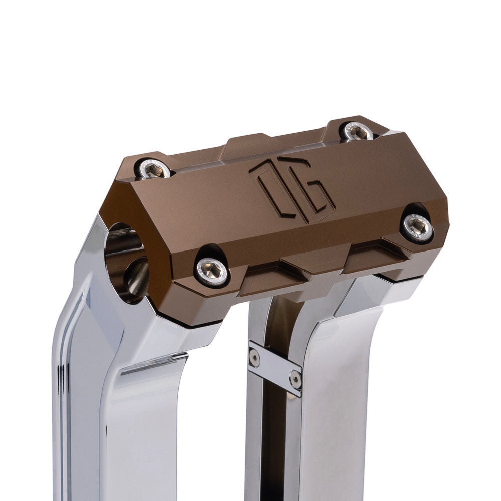 OG Chrome 6.5 inch Pull Back Risers with Bronze Standard Top Clamp