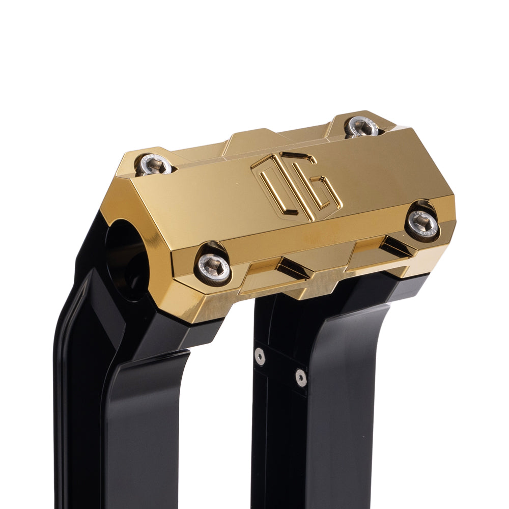 OG Black 6.5 inch Straight Risers with Gold Plating Standard Top Clamp