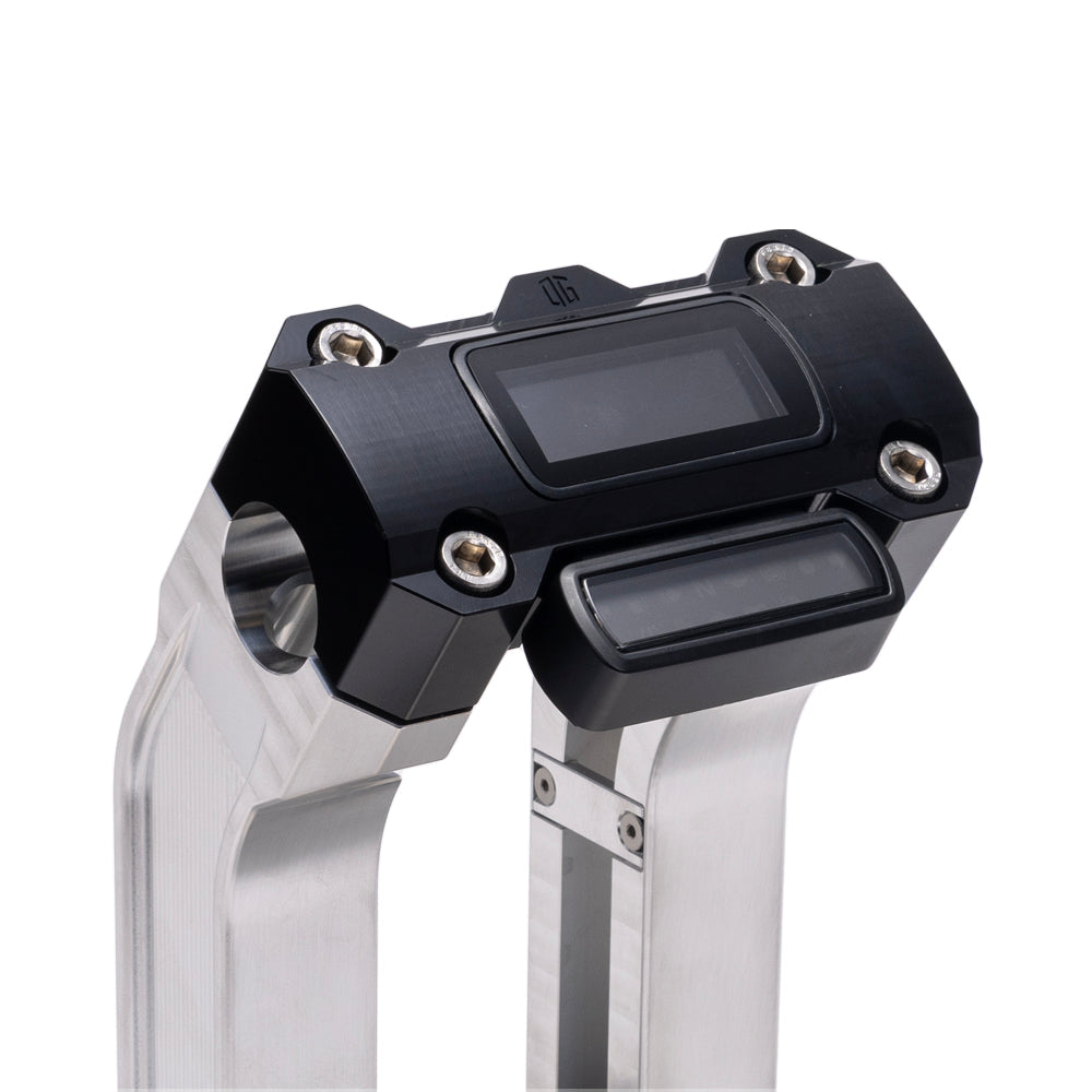OG Aluminum 8.5 inch Straight Risers with Black Digital Gauge Cut Out Top Clamp