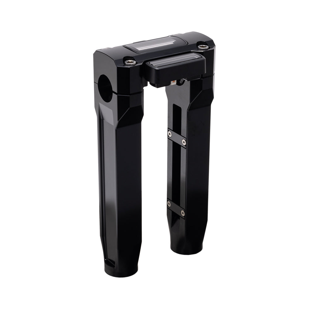 OG Black 8.5 inch Straight Risers with Black Digital Gauge Cut Out Top Clamp