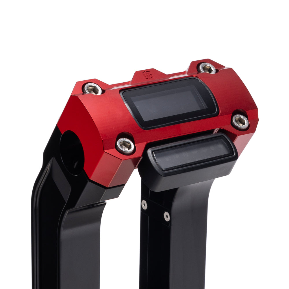 OG Black 8.5 inch Straight Risers with Red Digital Gauge Cut Out Top Clamp