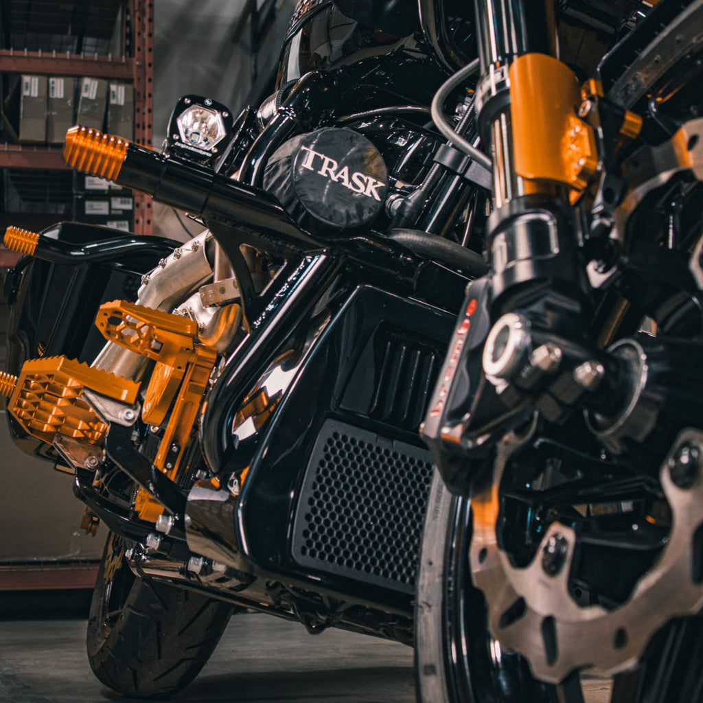 OG Highway Peg Crash Bar for 2024-Up Harley-Davidson Bagger Mounted on a 2024 Road Glide with Trask Assassin Turbo Kit