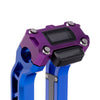 OG Purple Performance Digital Gauge Top Clamp on OG Blue Performance Riser Legs