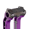 OG Black Chrome Performance Top Clamp on OG Purple Performance Riser Legs