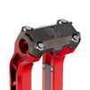 OG Black Chrome Performance Top Clamp on OG Red Performance Riser Legs