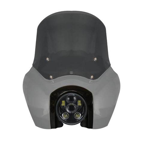 Original Garage Moto Softail Low Rider S Complete T-Sport Fairing Kit - Billiard Gray - 5.75 LED Black