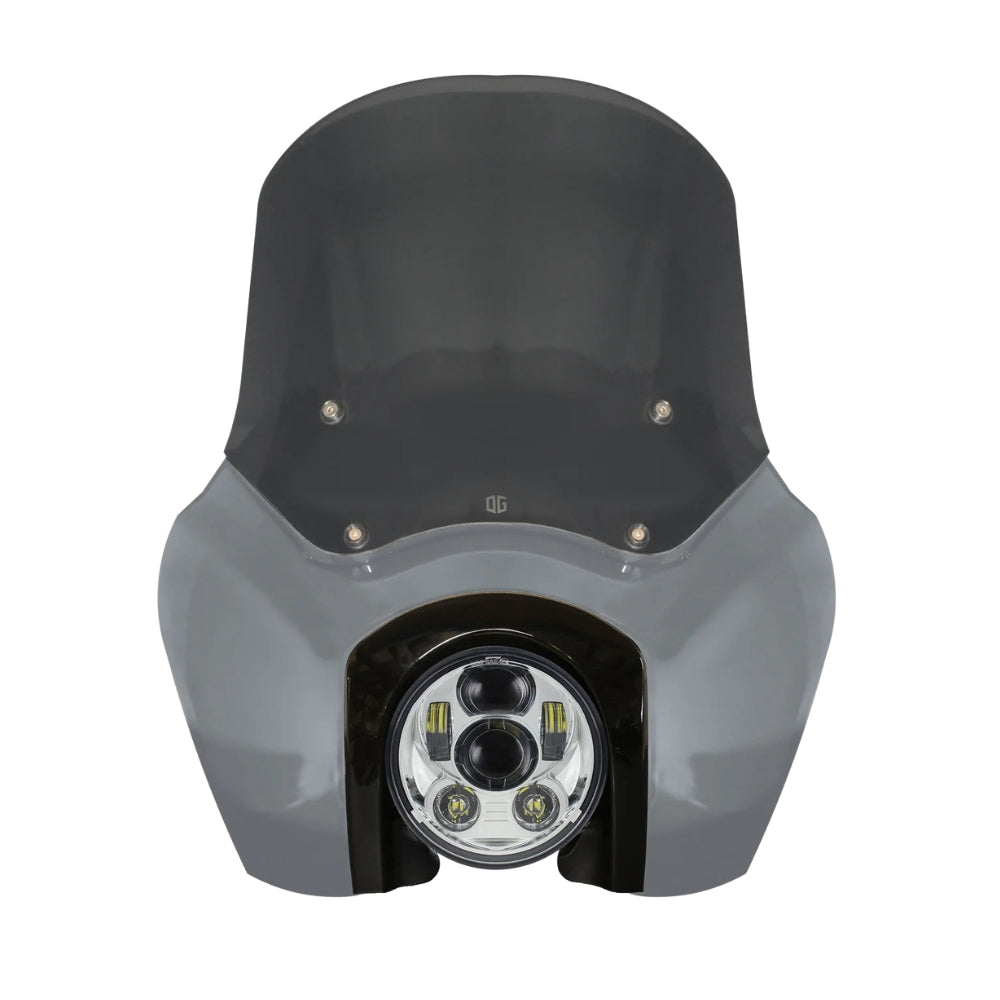 OG Softail Low Rider s_Complete T Sport Fairing Kit Gunship Grey OEM Headlight Grey 5.75 LED Chrome