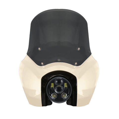 Original Garage Moto Softail Low Rider S Complete T-Sport Fairing Kit - White Sand Pearl Color Match -OG 5.75 LED Black