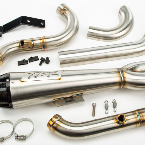 TBR Comp S 2-1 Exhaust for Harley Davidson Softail Models with Brushed Finish and Carbon Fiber Endcap
