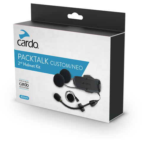 CARDO Packtalk Custom 2nd Helmet Kit - Upgradable Mesh Communicator with 40mm HD Speakers
