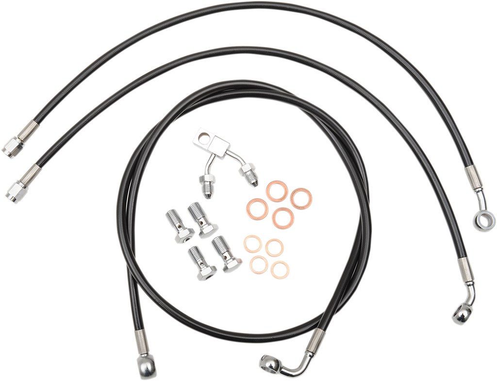 LA CHOPPERS Brake Line - 15"-17" - Black - ABS Black Braided Brake Line Kit - Team Dream Rides