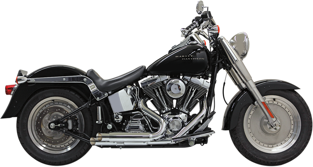 BASSANI XHAUST Pro Street Exhaust - Chrome - Slash Cut - '86-'17 Softail Pro-Street Exhaust System - Team Dream Rides