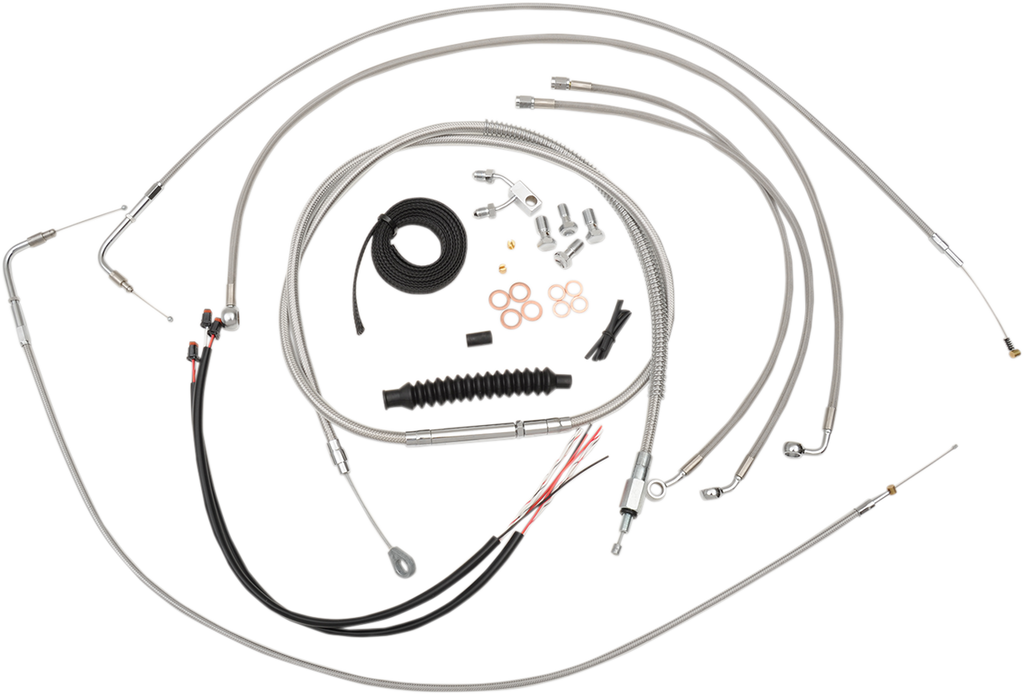 LA CHOPPERS 12" - 14" Cable Kit for FXSB w/ ABS Complete Stainless Braided Handlebar Cable/Brake Line Kit - Team Dream Rides