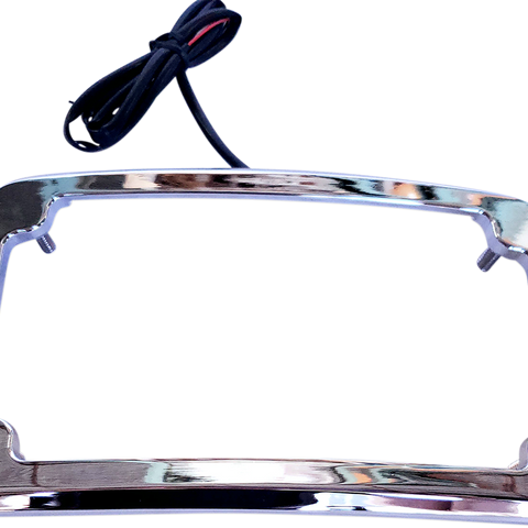 CYCLE VISIONS Beveled License Plate Frame - Chrome Beveled License Plate with Lights - Team Dream Rides