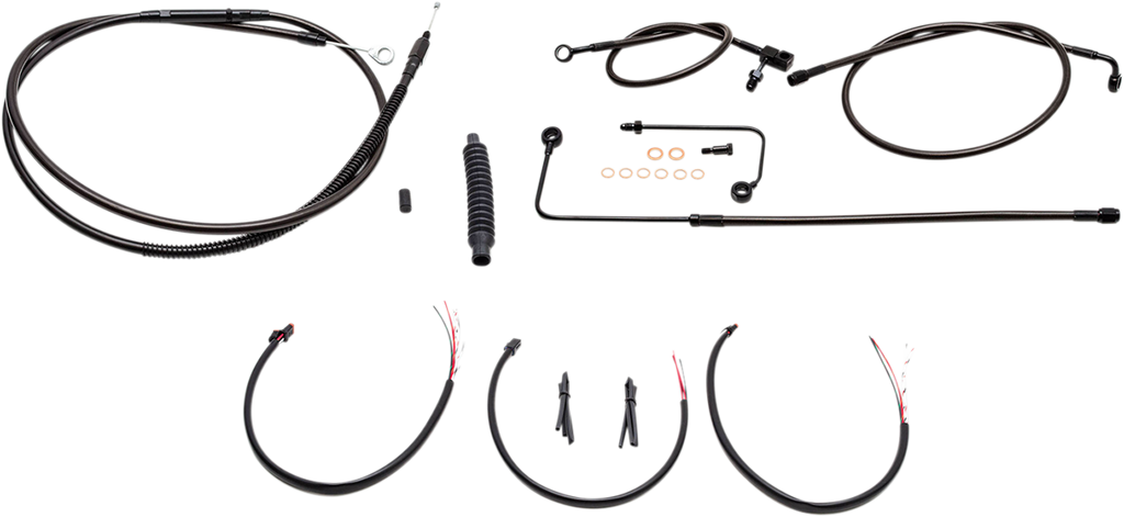 LA CHOPPERS Midnight Cable Kit for 12" - 14" Ape Hanger Handlebars Midnight Braided Handlebar Cable/Brake Line Kit — Ape Hanger - Team Dream Rides