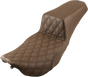 SADDLEMEN Step Up Seat - Driver Lattice Stitched - Brown Step Up Seat — Front Lattice Stitch - Team Dream Rides