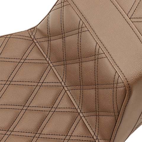 SADDLEMEN Step Up Seat - Lattice Stitched - Brown -  FLH Step Up Seat — Lattice Stitched - Team Dream Rides