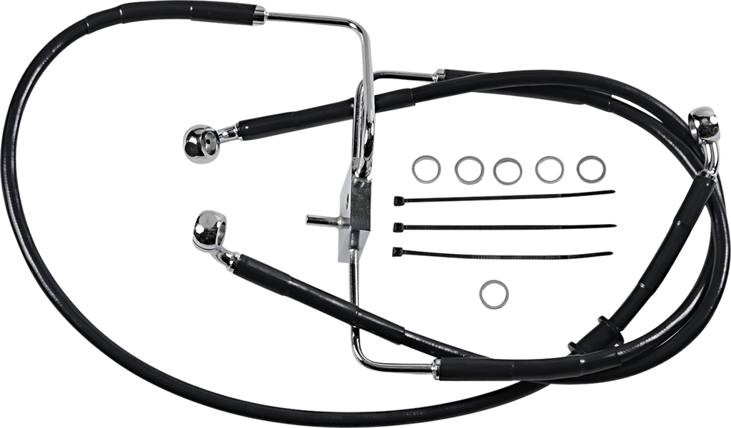 DRAG SPECIALTIES Brake Line - +10" - Black - XL Extended Length Stainless Steel Brake Line - Team Dream Rides