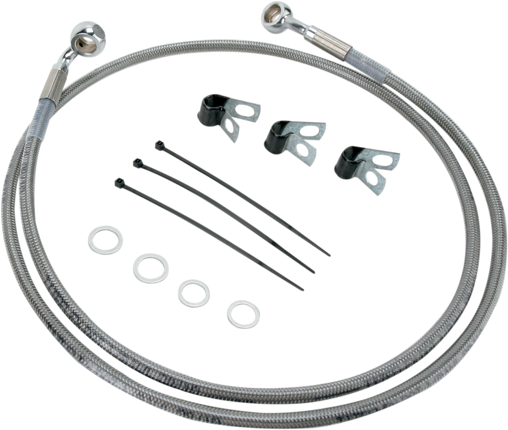 DRAG SPECIALTIES Brake Line - Front - +4" - Stainless Steel Extended Length Stainless Steel Brake Line Kit - Team Dream Rides