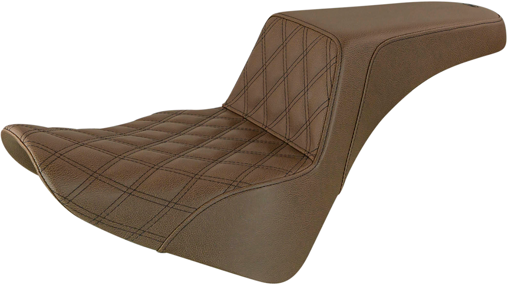 SADDLEMEN Step Up Seat - Driver's Lattice Stitched - Brown Step Up Seat — Front Lattice Stitch - Team Dream Rides