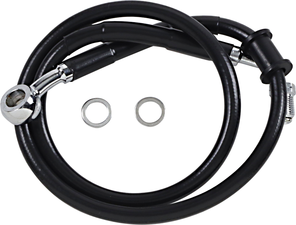 DRAG SPECIALTIES Brake Line - +2" - Black - '18-'20 Softail Extended Length Stainless Steel Brake Line - Team Dream Rides