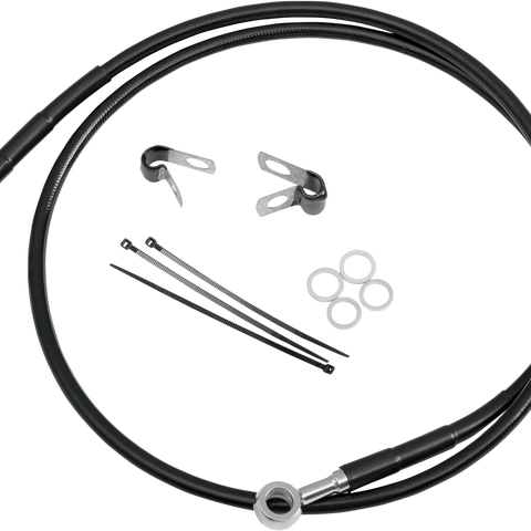 DRAG SPECIALTIES Brake Line - Front - Black Stainless Steel Brake Line Kit - Team Dream Rides