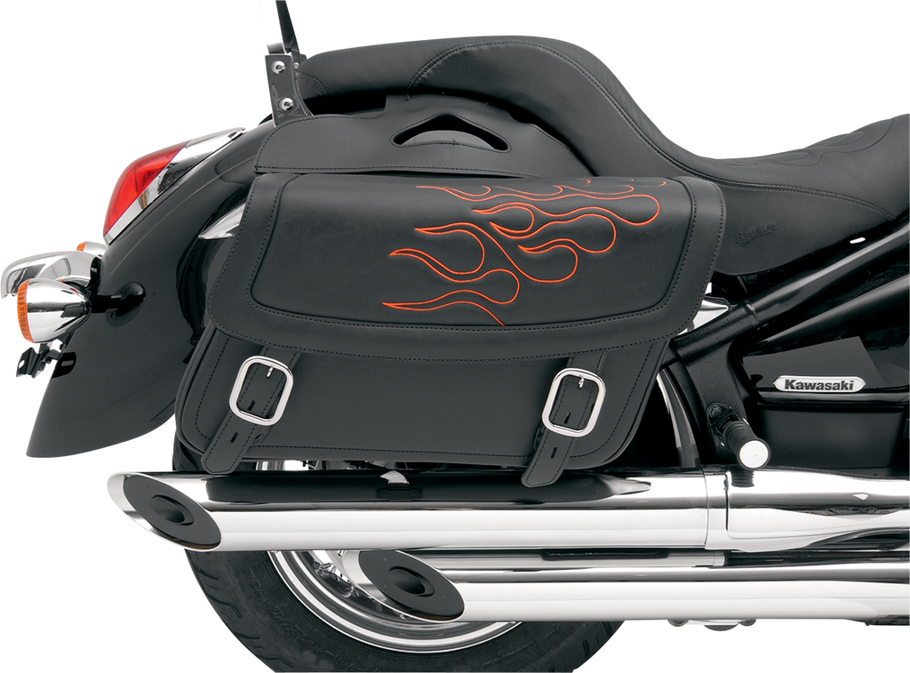 SADDLEMEN Flame Saddlebag - Orange - Medium Highwayman Tattoo Saddlebags - Team Dream Rides