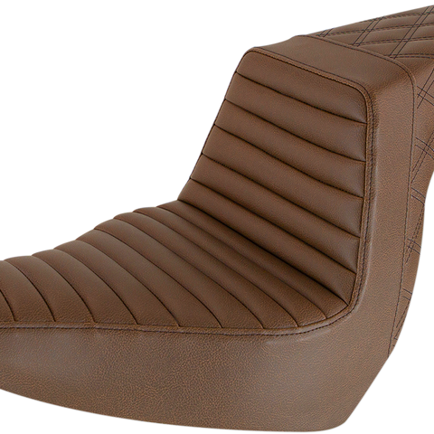 SADDLEMEN Step Up Seat - Tuck and Roll/Lattice Stitched - Brown Step Up Seat — Rear Lattice Stitch/Tuck and Roll - Team Dream Rides