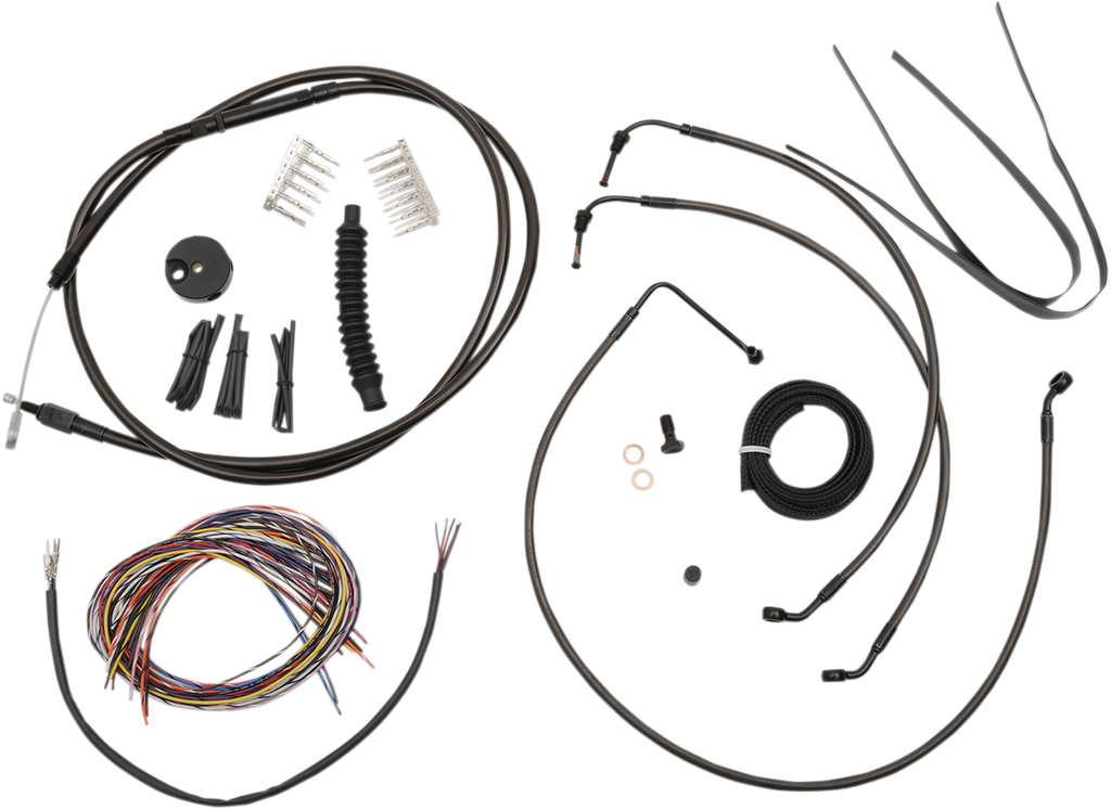 LA CHOPPERS Midnight 12" - 14" Cable Kit for '16 Road King Complete Stainless Braided Handlebar Cable/Brake Line Kit - Team Dream Rides