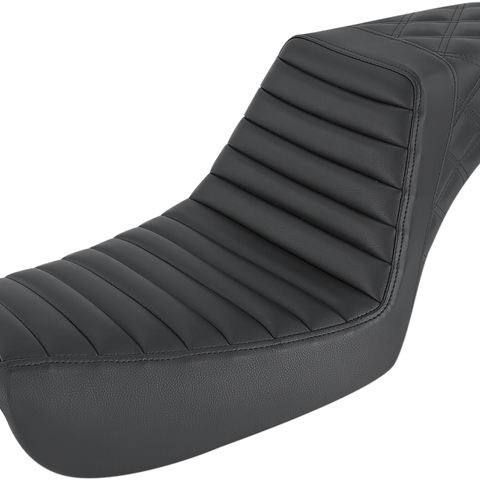 SADDLEMEN Step Up Seat - Black - FXD '04-'05 Step Up Seat — Rear Lattice Stitch/Tuck and Roll - Team Dream Rides