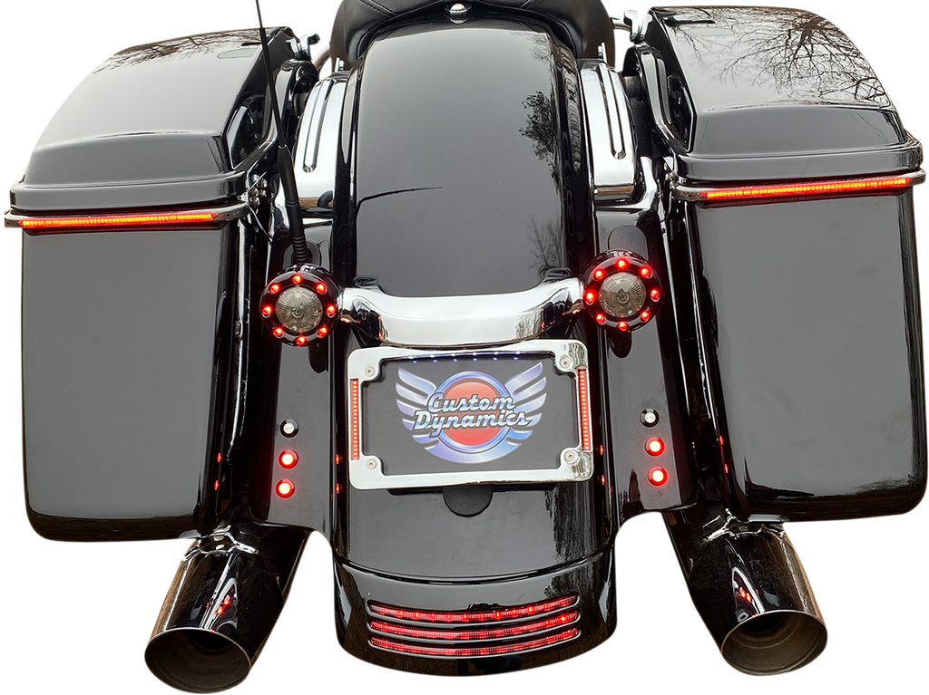 CUSTOM DYNAMICS All in One License Plate Frame - Chrome Plug & Play Run/Brake/Turn LED Radius License Plate Frame - Team Dream Rides